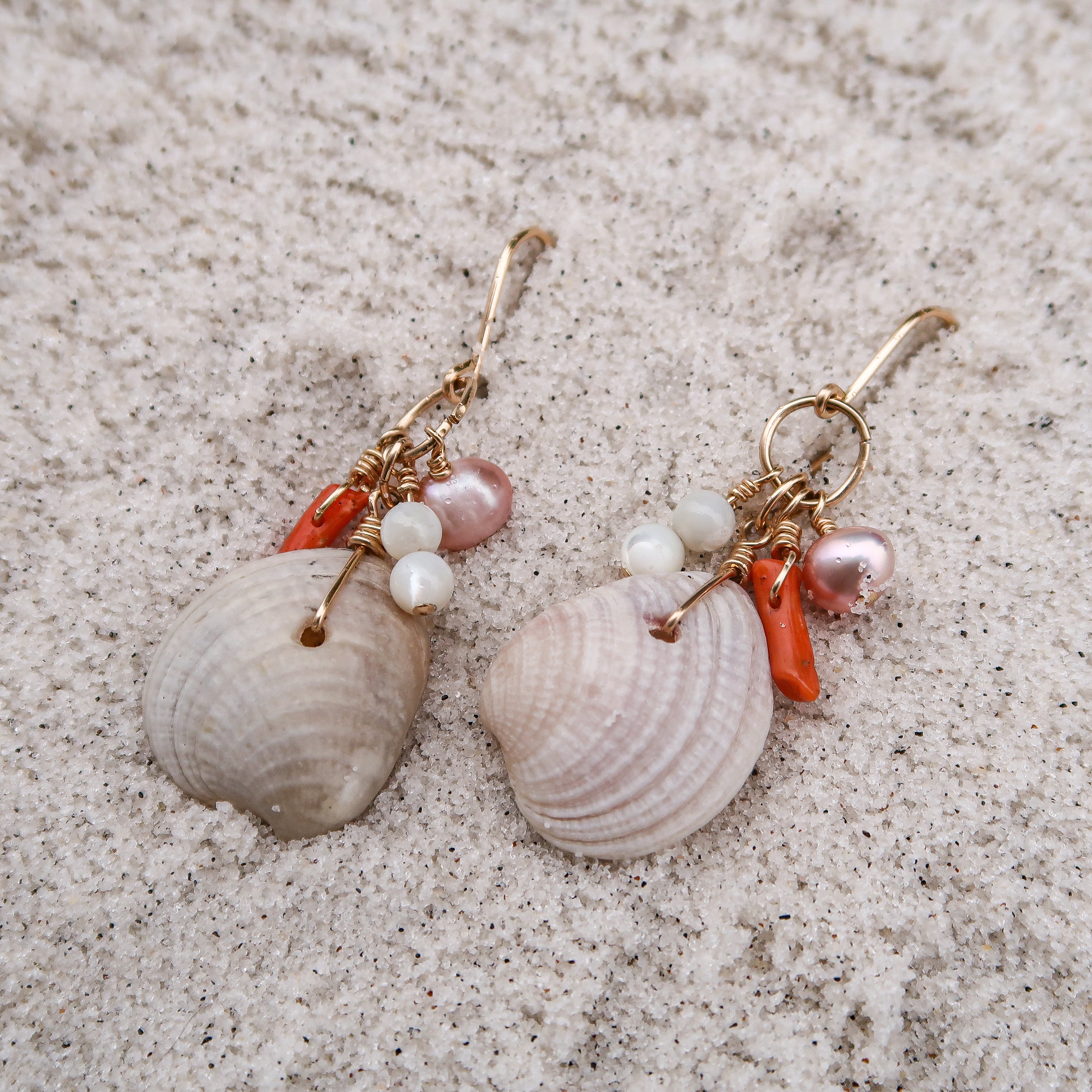 Coquina Beach Shell Cluster Earrings